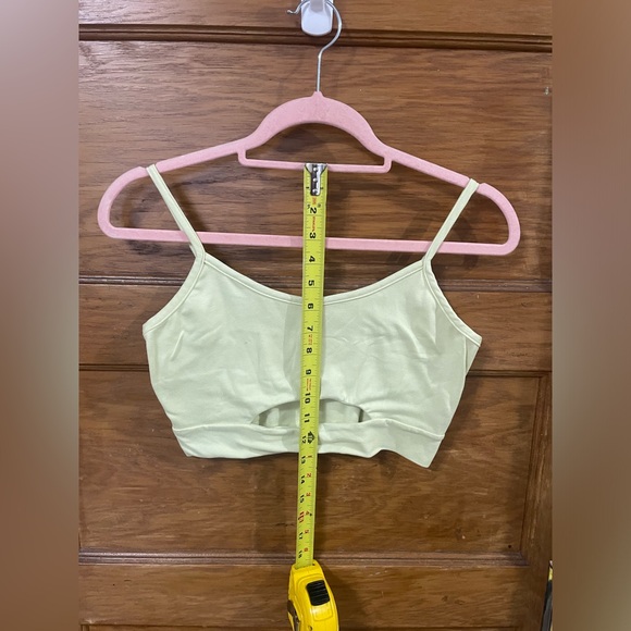 Pomelo Project Light Greenish Butter Yellow Cut Out Crop Top - Picture 2 of 6